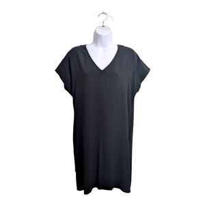 Derek Lam 10 Crosby Black Shift Dress V-Neck Cap Sleeve Knee Length Formal 0/2